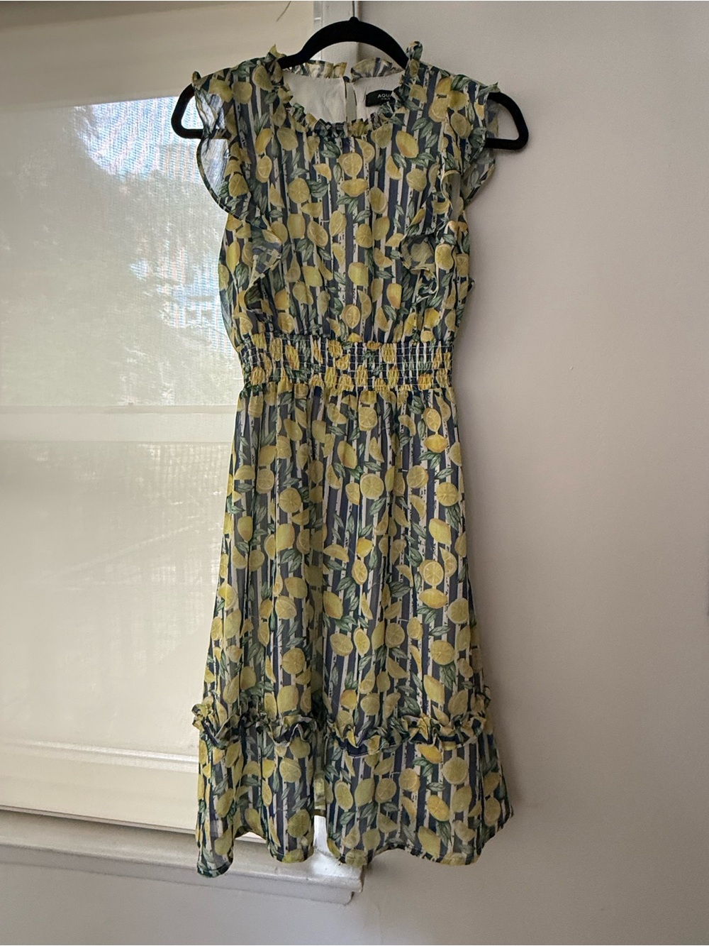 Aqua girls Yellow Lemon-Print Ruffle Midi Dress